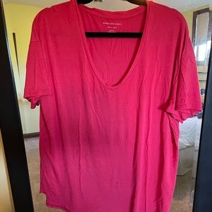 Pink AE Oversized Soft & Sexy V-Neck T-Shirt
